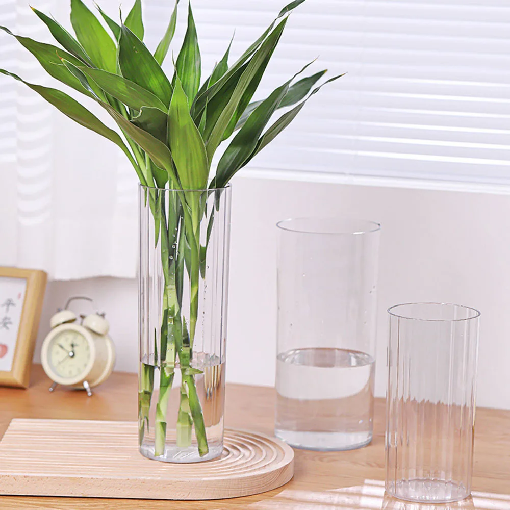 Centerpiece Vase Tall - Vase à fleurs cylindrique transparent en