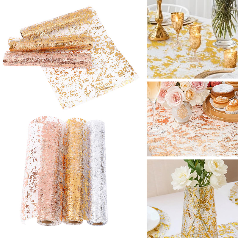 Table Runner Sequin - Chemin de Table métallique doré, nappe
