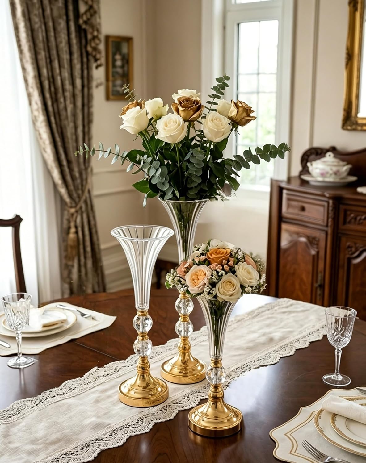 Centerpiece Vase Tall - Ensemble de 3 vases trompettes en