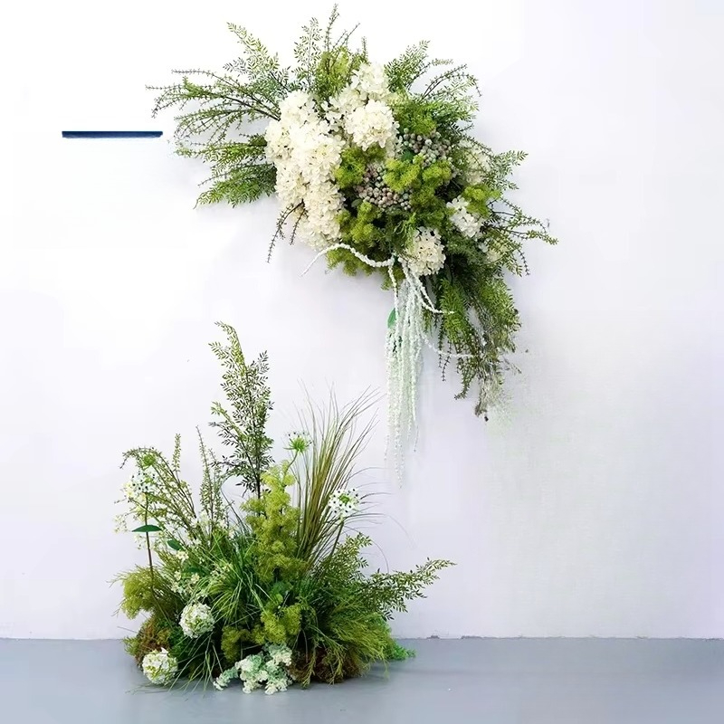 Aisle Runner White - Décoration de mariage verte, fausse passerelle,