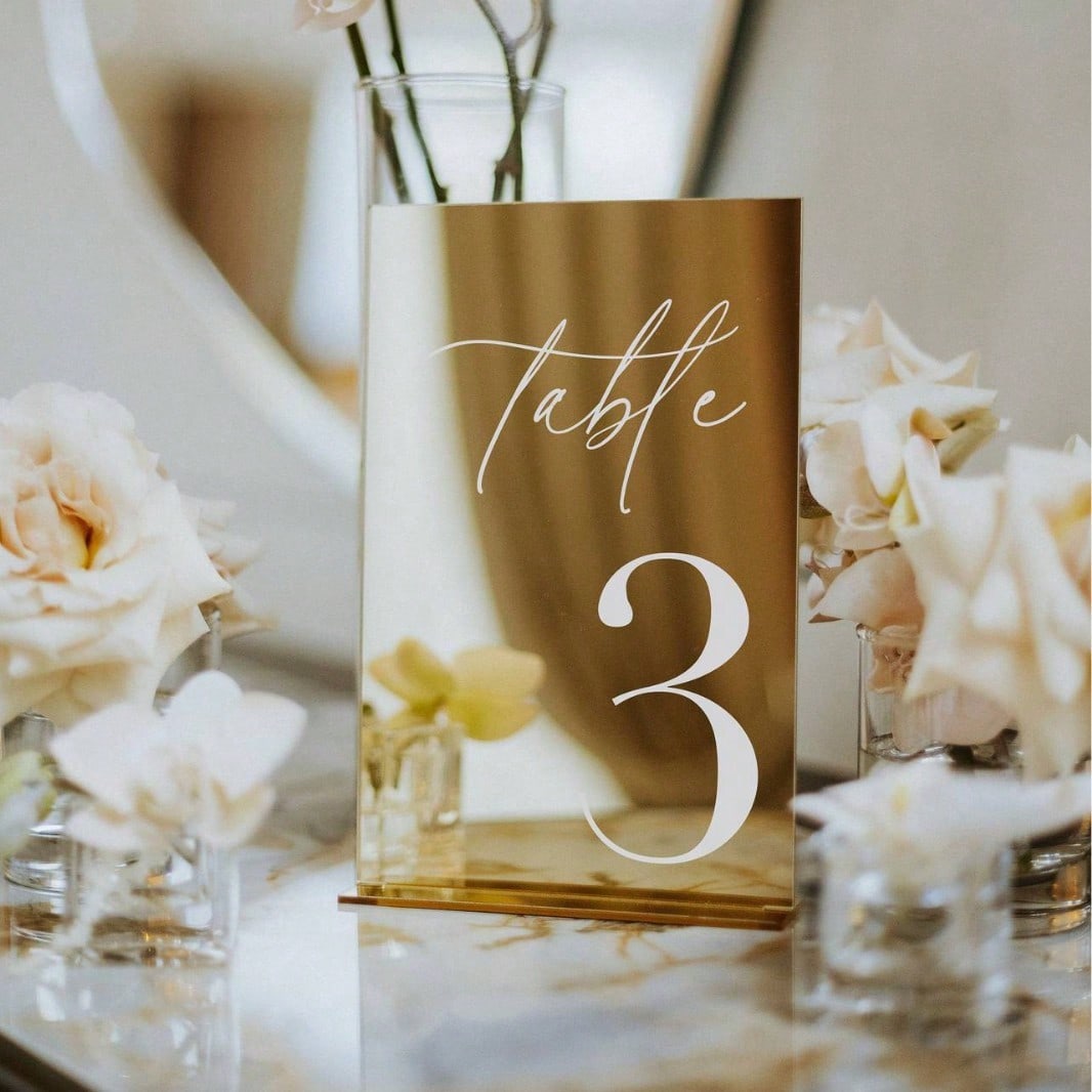 Table Number Gold - Numéros de table en acrylique doré