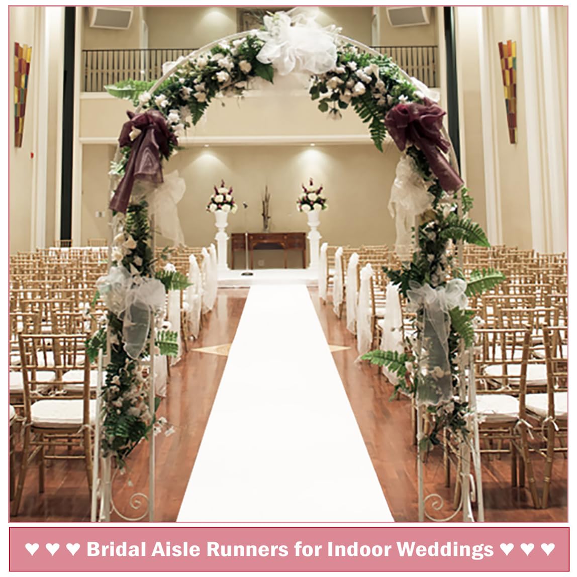 Aisle Runner White - Tapis Antidérapant Blanc pour Décoration de