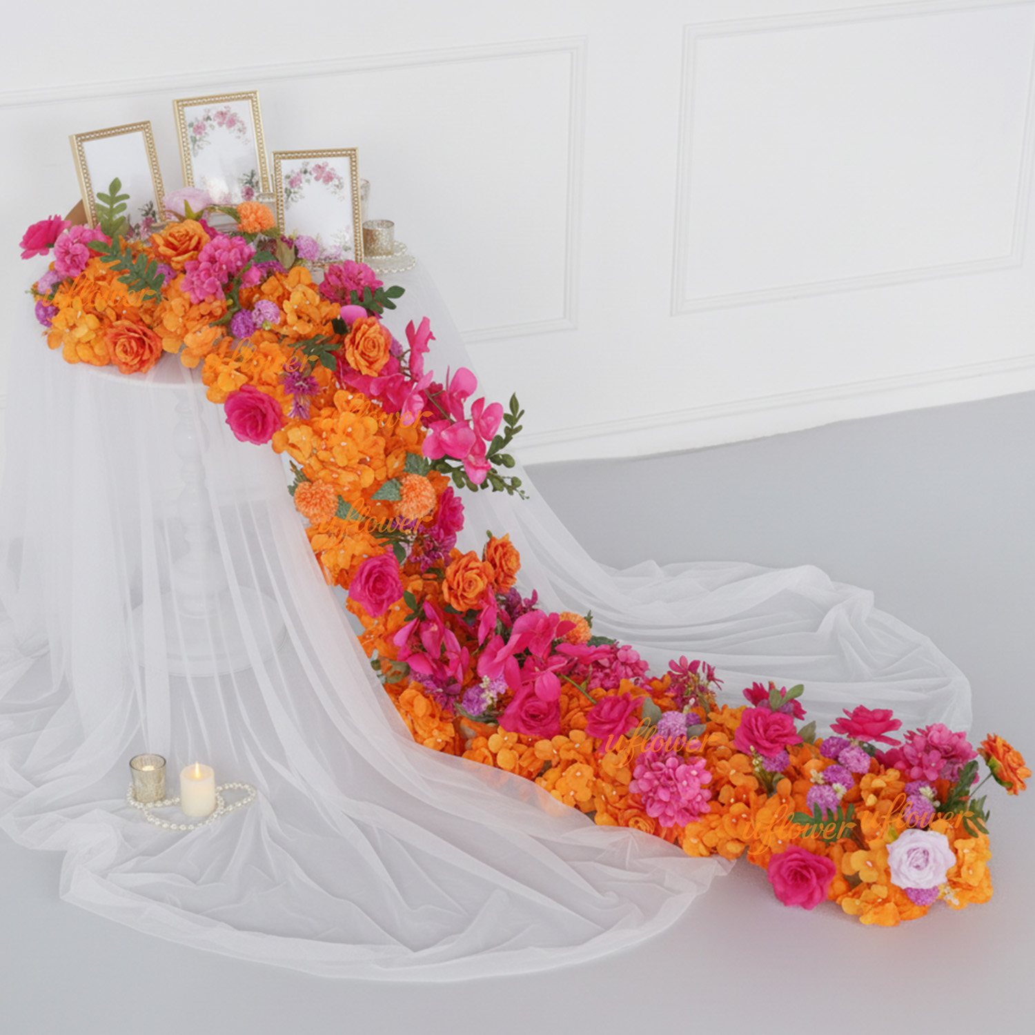 Aisle Runner White - Décorations de mariage Uflower, fleurs artificielles