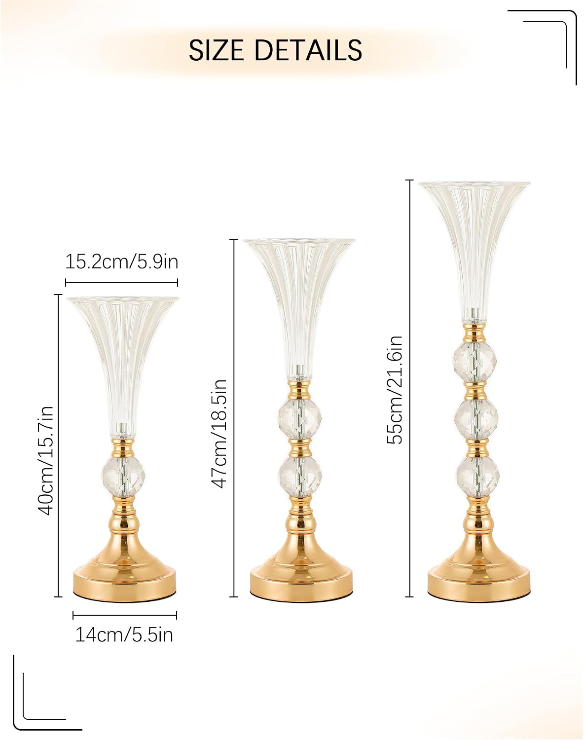 Ensemble de 3 vases trompettes - Centerpiece Vase Tall avis et prix